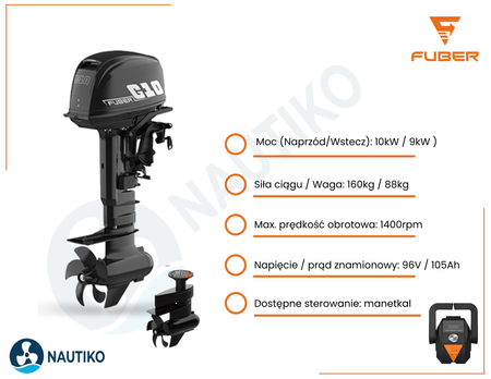⚡ FUBER Global 10 zaburtowy silnik elektryczny 10 kW / manetka
