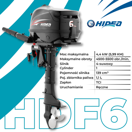 ⚙️Silnik Zaburtowy Hidea HDF6BHEL-IB 6KM / WBUDOWANY AKUMULATOR