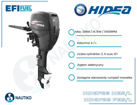 ⚙️Silnik Zaburtowy Hidea 20KM - HDF20HEL / elektryczny zapłon / długa kolumna 
