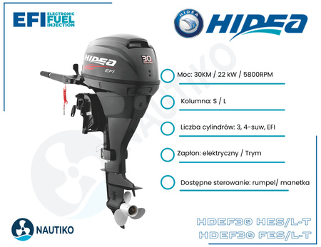 ⚙️ Silnik zaburtowy HIDEA EFI 30 KM HDEF30FEL-T – 30 HP długa kolumna / elektryczny start / zdalne sterowanie / power trim