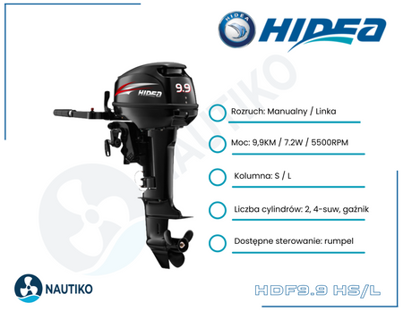⚙️ Silnik Zaburtowy Hidea 9,9KM  HDF9.9HS - krótka kolumna /rumpel