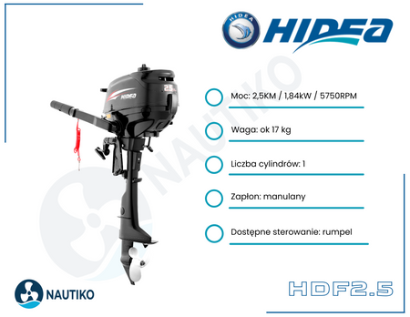⚙️Silnik Zaburtowy 2,5KM  Hidea HDF2.5HS / krótka kolumna 